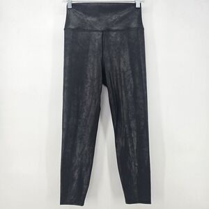 Carbon38 Takara Leggings Black Metallic Shine Women's Med 7/8 High Waist Fitness